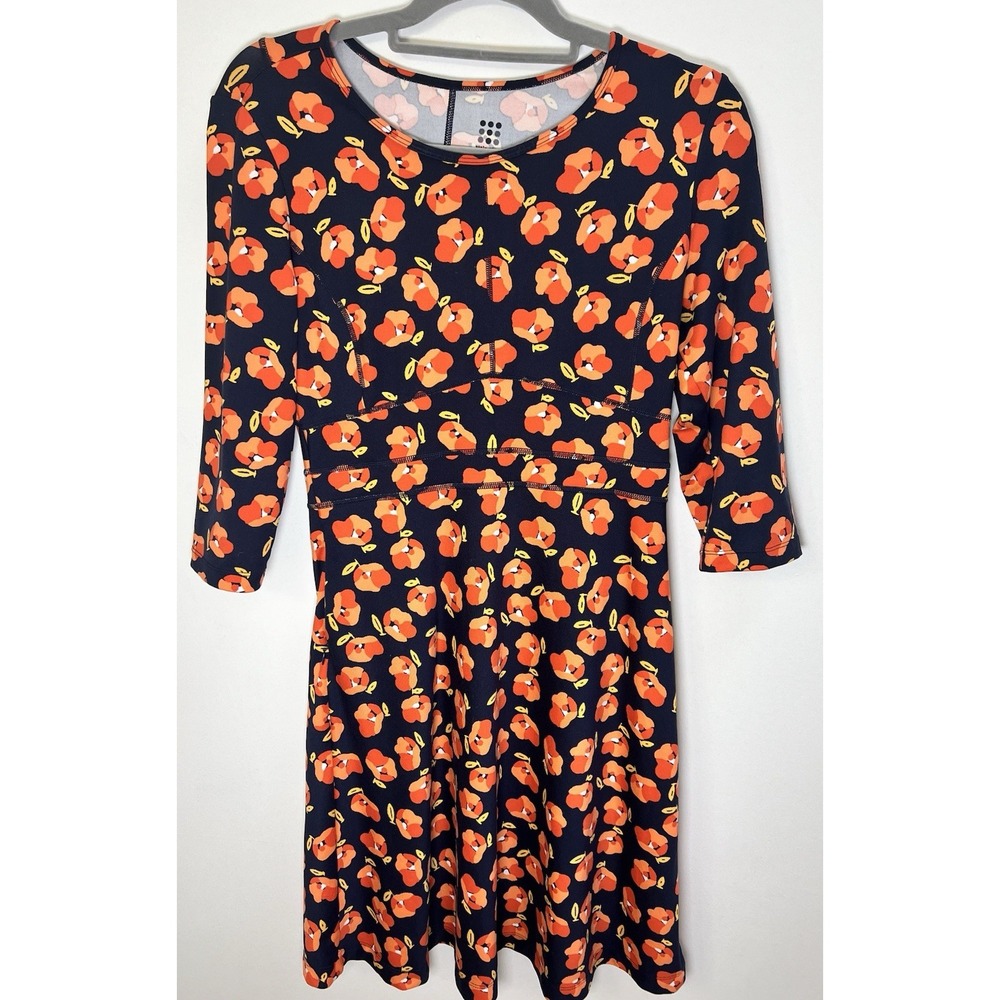 Title Nine Floral Athletic Dress Womens Small Fit Flare Stretch Travel Casual